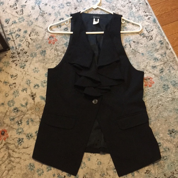 Karen Kane Jackets & Blazers - Karen Kane Black Ruffle Front Long Line Vest Size Medium